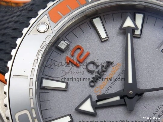 0415 Comfortable Planet Ocean 43.5mm SS VSF 1:1 Best Edition Black Orange Bezel Gray Dial on Nylon Strap A8900 Super Clone V 7730